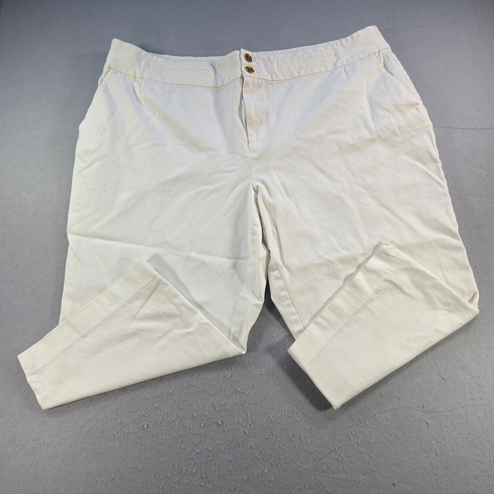 Lauren Ralph Lauren White Capri Pants Womens 22W Stretch Cotton Crop Trousers
